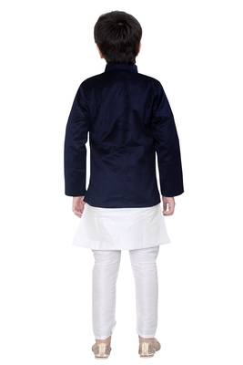 Blue plain velvet boys-indo-western-dress 3