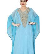 Blue embroidered georgette islamic kaftans