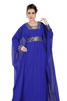 Blue embroidered georgette islamic kaftans