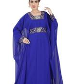 Blue embroidered georgette islamic kaftans