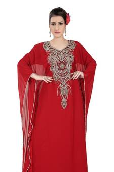 Red embroidered georgette islamic kaftans
