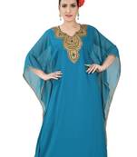 Blue embroidered georgette islamic kaftans