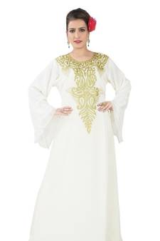 White embroidered georgette islamic kaftans