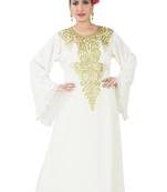 White embroidered georgette islamic kaftans