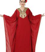 Red embroidered georgette islamic kaftans