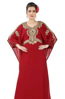 Red embroidered georgette islamic kaftans