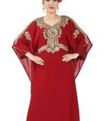 Red embroidered georgette islamic kaftans