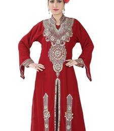 Maroon embroidered georgette islamic kaftans