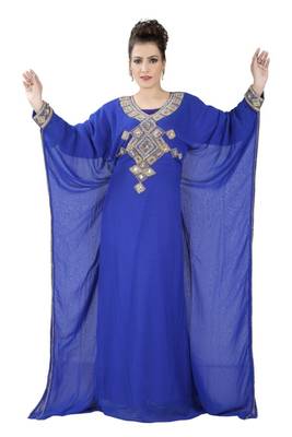 Blue embroidered georgette islamic kaftans 2