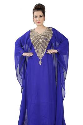 Blue embroidered georgette islamic kaftans 1