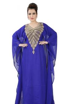Blue embroidered georgette islamic kaftans