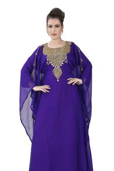 Purple embroidered georgette islamic kaftans