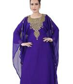 Purple embroidered georgette islamic kaftans