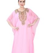 Baby pink embroidered georgette islamic kaftans