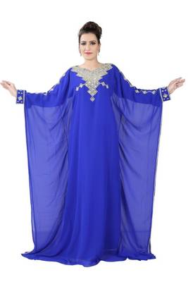 Blue embroidered georgette islamic kaftans 1