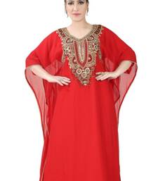 Red embroidered georgette islamic kaftans