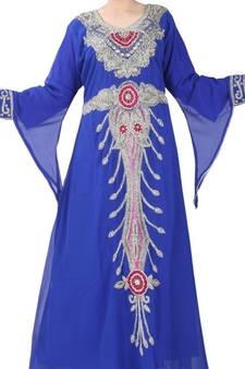 Blue embroidered georgette islamic kaftans