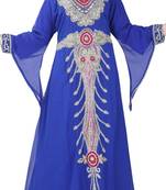 Blue embroidered georgette islamic kaftans