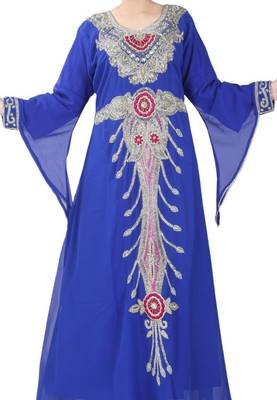 Blue embroidered georgette islamic kaftans 4