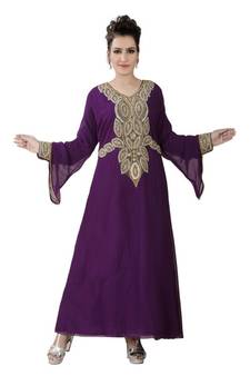 Purple embroidered georgette islamic kaftans
