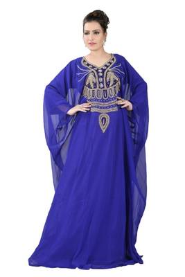 Blue embroidered georgette islamic kaftans 1