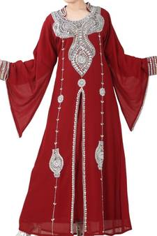 Maroon embroidered georgette islamic kaftans