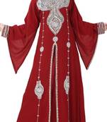 Maroon embroidered georgette islamic kaftans