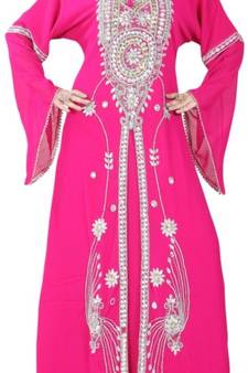Pink embroidered georgette islamic kaftans