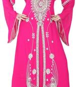 Pink embroidered georgette islamic kaftans