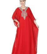 Red embroidered georgette islamic kaftans