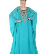 Blue embroidered georgette islamic-kaftans