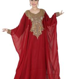 Maroon embroidered georgette islamic kaftans