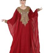 Maroon embroidered georgette islamic kaftans