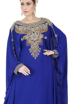 Blue embroidered georgette islamic kaftans