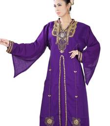 Purple embroidered georgette islamic kaftans
