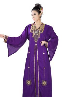 Purple embroidered georgette islamic kaftans 3