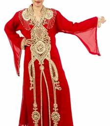 Red embroidered georgette islamic kaftans