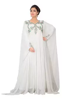 Cream embroidered georgette islamic kaftans