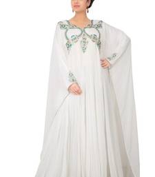Cream embroidered georgette islamic kaftans