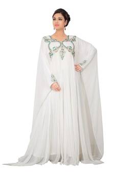 Cream embroidered georgette islamic kaftans