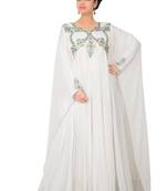 Cream embroidered georgette islamic kaftans