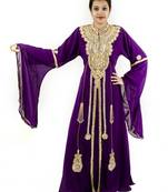 Purple embroidered georgette islamic kaftans