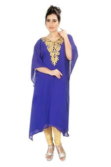 Royal blue embroidered georgette islamic kaftans