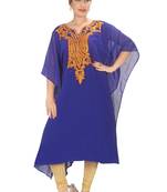 Royal blue embroidered georgette islamic kaftans