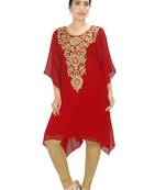 Red embroidered georgette islamic kaftans
