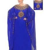 Royal blue embroidered georgette islamic kaftans