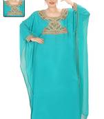 Turquoise  embroidered georgette islamic kaftans