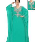 Green embroidered georgette islamic kaftans