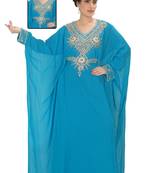 Turquoise  embroidered georgette islamic kaftans