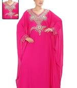 Pink embroidered georgette islamic kaftans